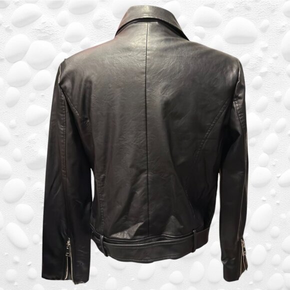 Edgy Black Faux Leather Moto Jacket - Butter Soft Size L - Picture 7 of 13